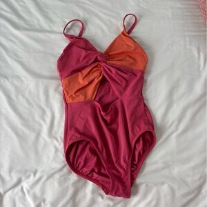 Time and Tru Pink and Orange One Piece Swimsuit